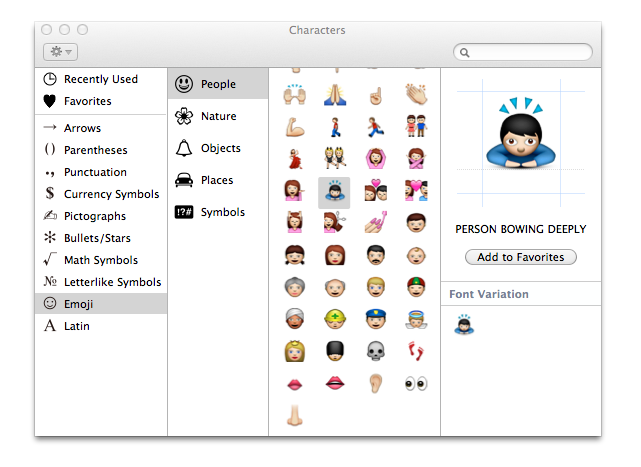 Emoji in Mac OS Lion