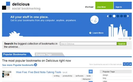 New Delicious Homepage Design Delicious homepage