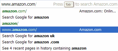Google Chrome Omnibar - Search Amazon